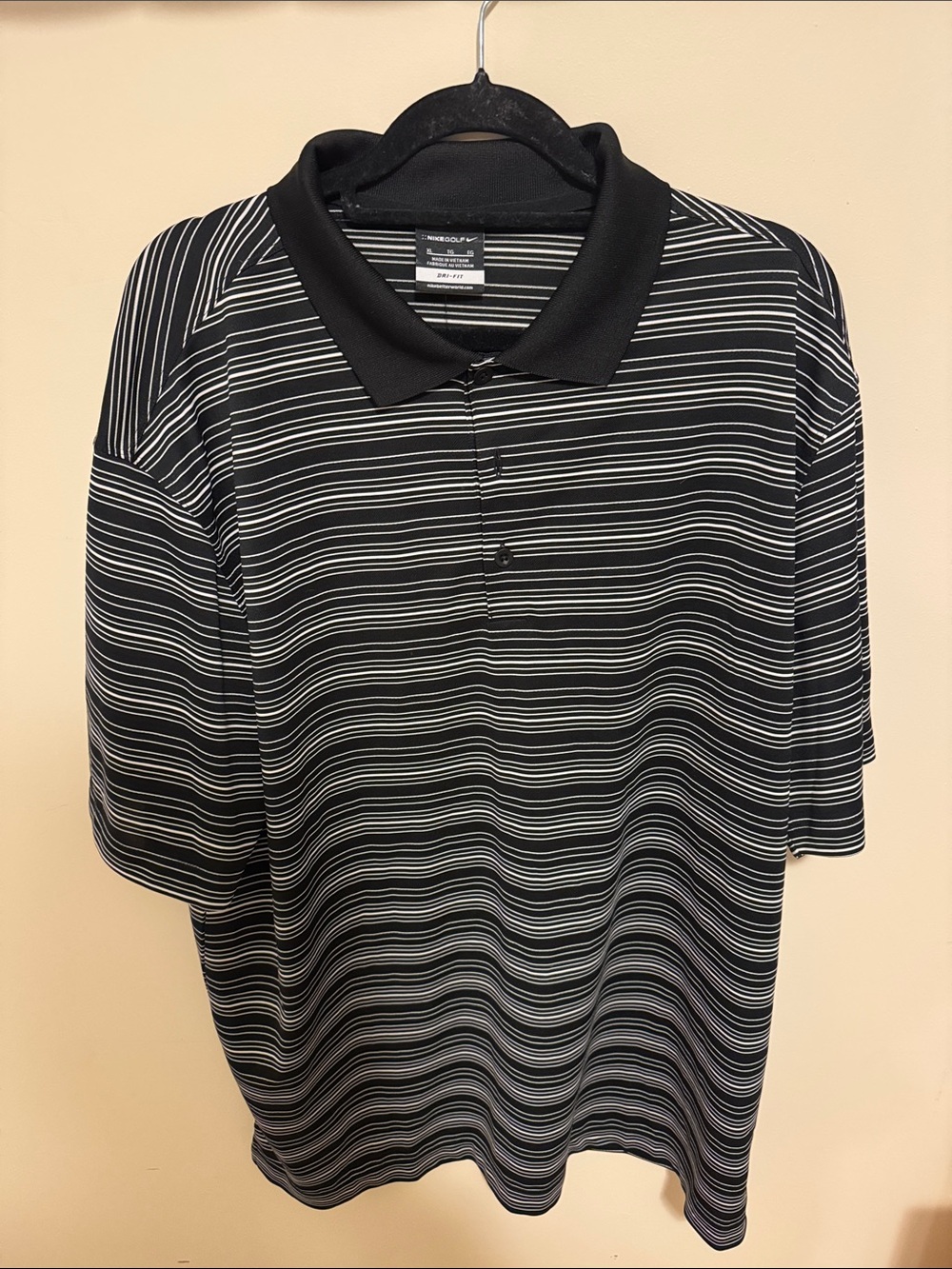 Nike Black Polo with White Stripes - Men